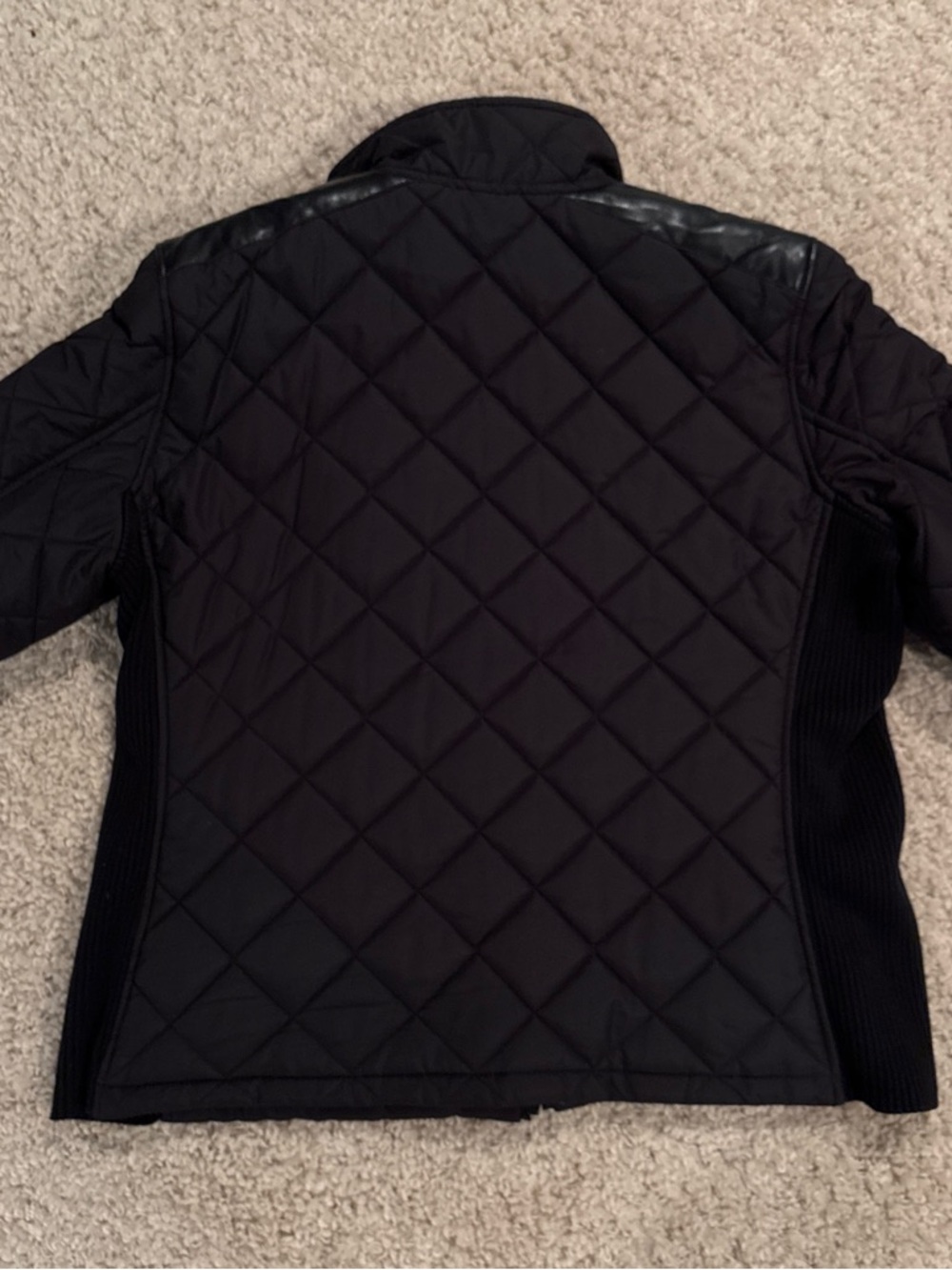 Lauren Ralph Lauren Petite Quilted Faux Leather Shoulder Collared Jacket Size PL - Picture 8 of 9